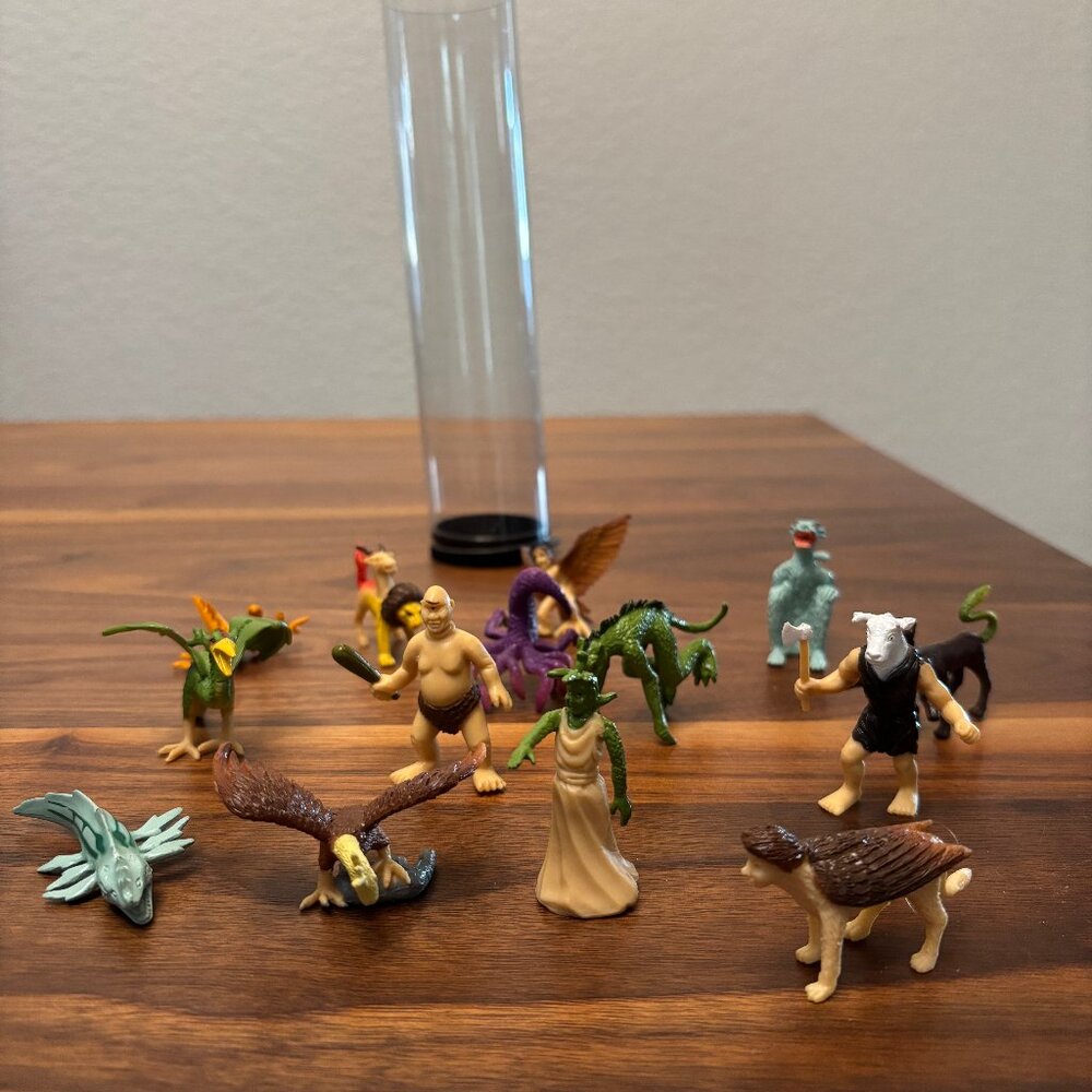 Mystical figures playset, with 14 total figures, between 1" and 2" tall.